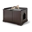 Costway Cabinet Furniture Storage Bench and Cat Litter Box in Brown