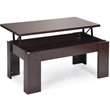 Costway Wood Lift Top Coffee Table with Hidden Compartment & Shelf in Brown