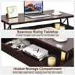 Costway Wood Lift Top Coffee Table with Hidden Compartment & Shelf in Brown