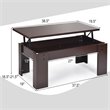Costway Wood Lift Top Coffee Table with Hidden Compartment & Shelf in Brown