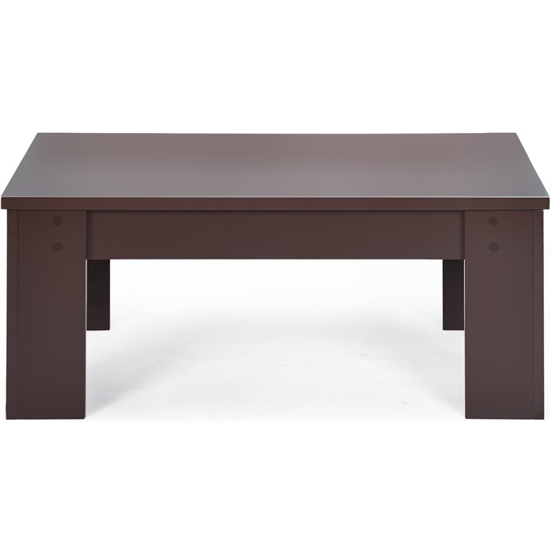 Costway Wood Lift Top Coffee Table with Hidden Compartment & Shelf in Brown