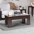 Costway Wood Lift Top Coffee Table with Hidden Compartment & Shelf in Brown