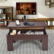 Costway Wood Lift Top Coffee Table with Hidden Compartment & Shelf in Brown
