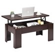 Costway Wood Lift Top Coffee Table with Hidden Compartment & Shelf in Brown