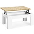 Costway Wood Lift Top Coffee Table with Hidden Compartment & Shelf in White