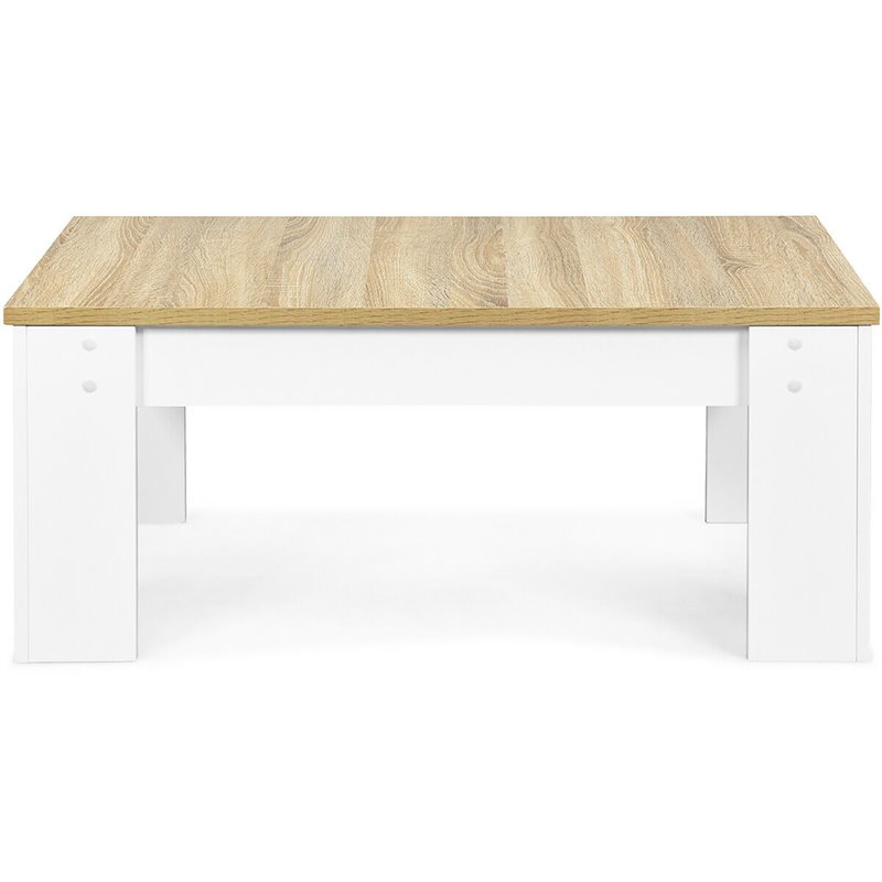 Costway Wood Lift Top Coffee Table with Hidden Compartment & Shelf in White