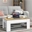 Costway Wood Lift Top Coffee Table with Hidden Compartment & Shelf in White