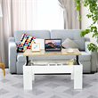 Costway Wood Lift Top Coffee Table with Hidden Compartment & Shelf in White