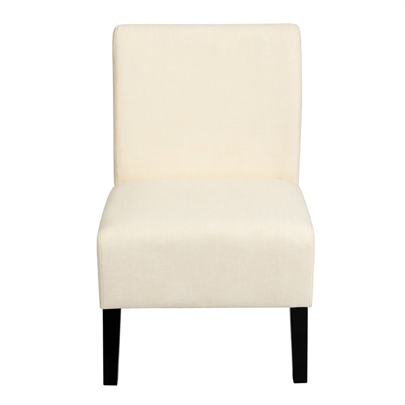 Costway Fabric Accent Armless Leisure Chair with Rubber Wood Legs in Beige