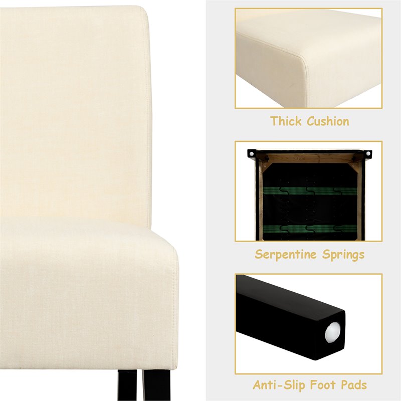 Costway Fabric Accent Armless Leisure Chair with Rubber Wood Legs in Beige