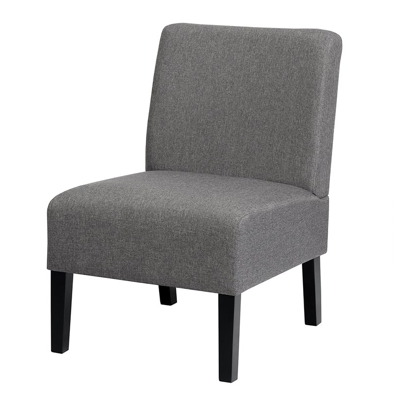 Costway Fabric Accent Armless Leisure Chair with Rubber Wood Legs in Gray