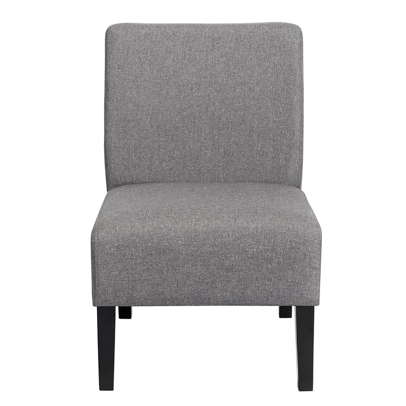 Costway Fabric Accent Armless Leisure Chair with Rubber Wood Legs in Gray