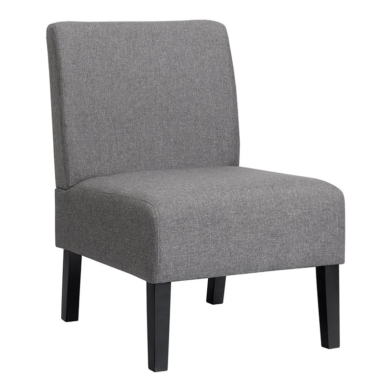 Costway Fabric Accent Armless Leisure Chair with Rubber Wood Legs in Gray