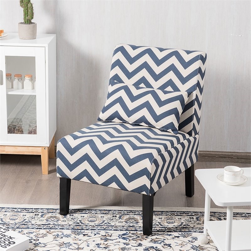 Costway Sponge Accent Armless Leisure Chair with Lumbar Pillow in Blue