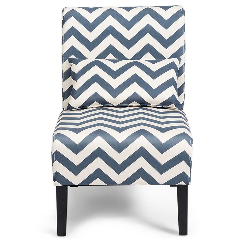 Costway Sponge Accent Armless Leisure Chair with Lumbar Pillow in Blue