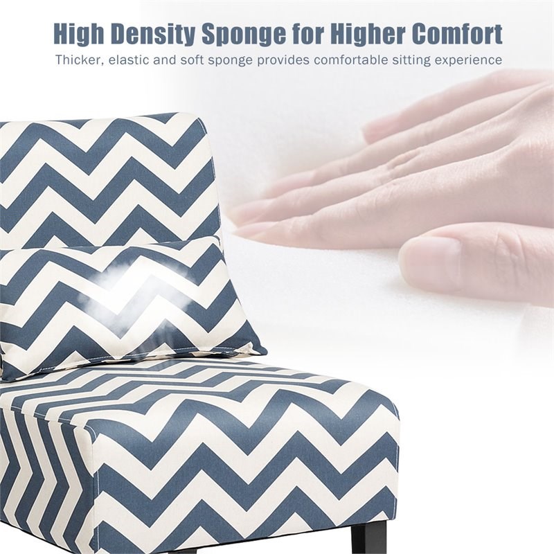 Costway Sponge Accent Armless Leisure Chair with Lumbar Pillow in Blue