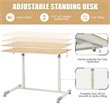 Costway Contemporary Wood Adjustable Height Rolling Computer Desk in Natural