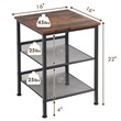 Costway 3-Tier End Side Table/Nightstand with 2 Adjustable Shelves in Brown