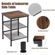 Costway 3-Tier End Side Table/Nightstand with 2 Adjustable Shelves in Brown