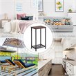 Costway 2-tier Particle Board & Steel Side Table with Mesh Shelf in Rustic Brown