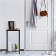 Costway 2-tier Particle Board & Steel Side Table with Mesh Shelf in Rustic Brown