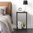 Costway 2-tier Particle Board & Steel Side Table with Mesh Shelf in Rustic Brown