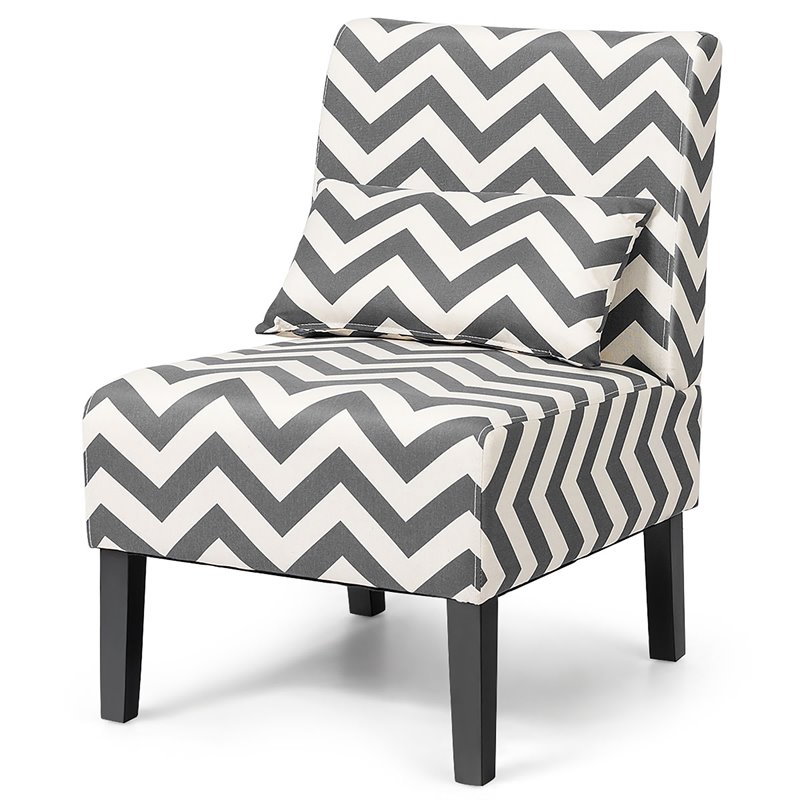 Costway Sponge Accent Armless Leisure Chair with Lumbar Pillow in Gray