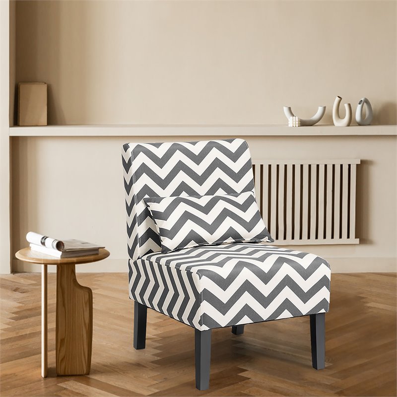Costway Sponge Accent Armless Leisure Chair with Lumbar Pillow in Gray