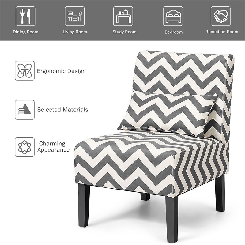 Costway Sponge Accent Armless Leisure Chair with Lumbar Pillow in Gray