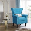 Costway Tufted Upholstered Modern Single Sofa with Rubber Wood Legs in Blue