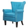Costway Tufted Upholstered Modern Single Sofa with Rubber Wood Legs in Blue