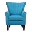 Costway Tufted Upholstered Modern Single Sofa with Rubber Wood Legs in Blue