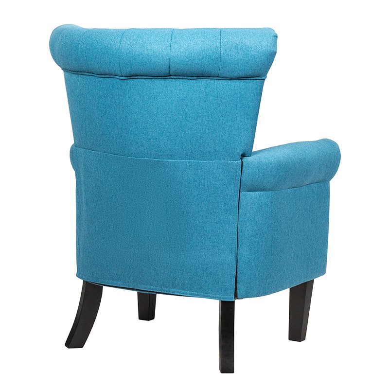 Costway Tufted Upholstered Modern Single Sofa with Rubber Wood Legs in Blue