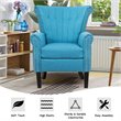 Costway Tufted Upholstered Modern Single Sofa with Rubber Wood Legs in Blue