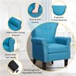Costway Tufted Upholstered Modern Single Sofa with Rubber Wood Legs in Blue