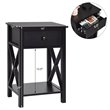 Costway Contemporary MDF Nightstand with Drawer and Shelf in Brown