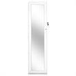 Costway Mirrored Jewelry Cabinet Lockable Standing Storage Organizer in White