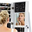 Costway Mirrored Jewelry Cabinet Lockable Standing Storage Organizer in White
