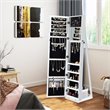 Costway Mirrored Jewelry Cabinet Lockable Standing Storage Organizer in White