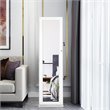 Costway Mirrored Jewelry Cabinet Lockable Standing Storage Organizer in White