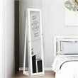 Costway Mirrored Jewelry Cabinet Lockable Standing Storage Organizer in White