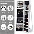 Costway Mirrored Jewelry Cabinet Lockable Standing Storage Organizer in White
