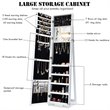 Costway Mirrored Jewelry Cabinet Lockable Standing Storage Organizer in White