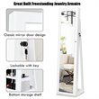 Costway Mirrored Jewelry Cabinet Lockable Standing Storage Organizer in White