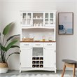 Costway Buffet & Hutch Kitchen Storage Cabinet Cupboard with Wine Rack in White