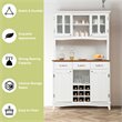 Costway Buffet & Hutch Kitchen Storage Cabinet Cupboard with Wine Rack in White