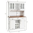 Costway Buffet & Hutch Kitchen Storage Cabinet Cupboard with Wine Rack in White