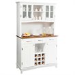 Costway Buffet & Hutch Kitchen Storage Cabinet Cupboard with Wine Rack in White