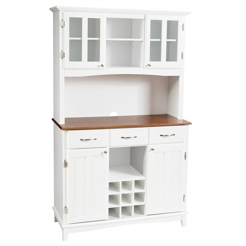 Costway Buffet & Hutch Kitchen Storage Cabinet Cupboard with Wine Rack in White