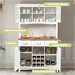 Costway Buffet & Hutch Kitchen Storage Cabinet Cupboard with Wine Rack in White